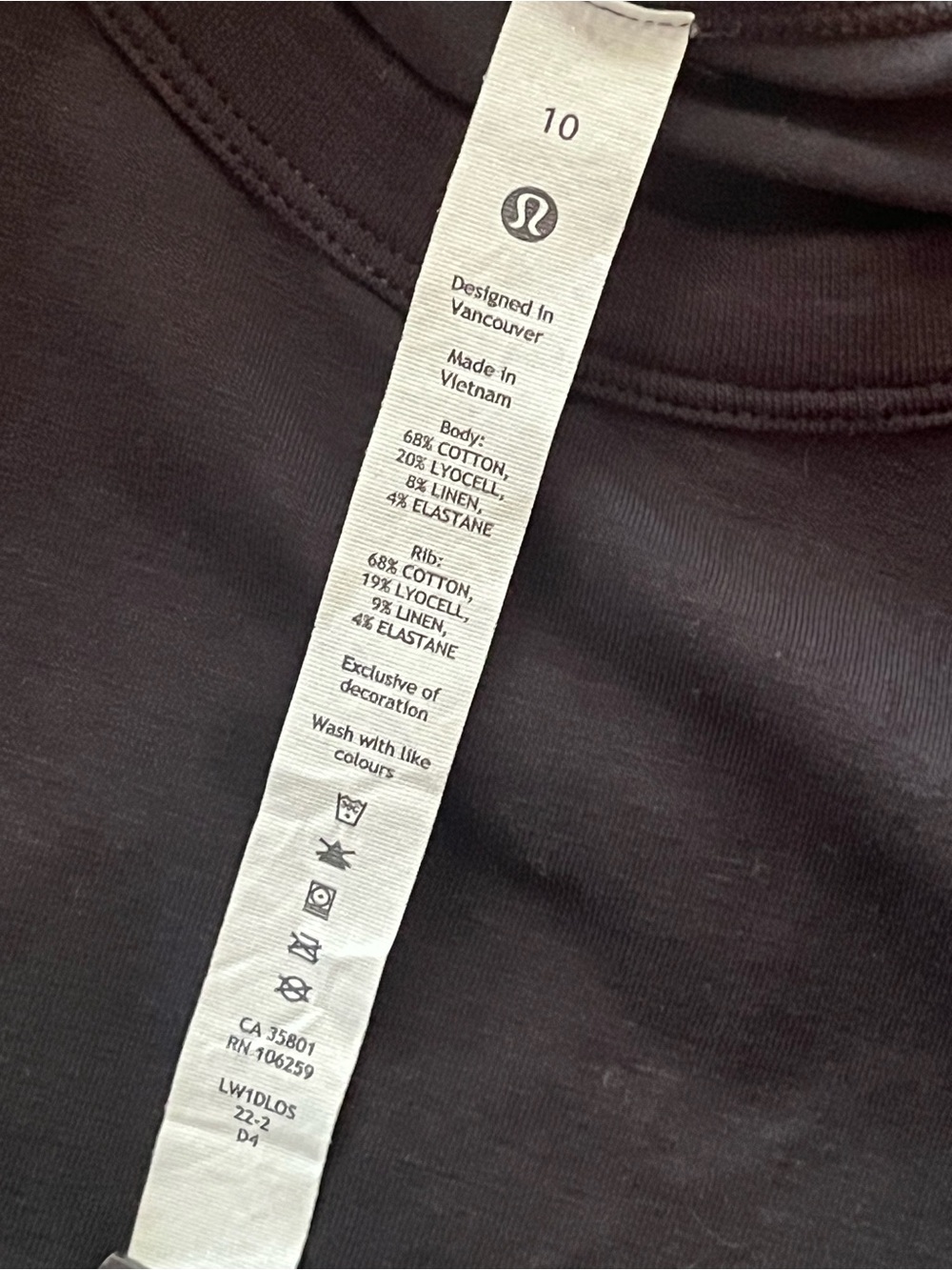 Lululemon Black Cotton Blend T-Shirt Dress Size 10 Classic Fit Stretch - Picture 6 of 6
